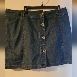 Sonoma Denim Blue A-Line Skirt with Button Front